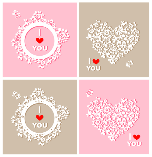 Floral heart and clock vector floral clock   