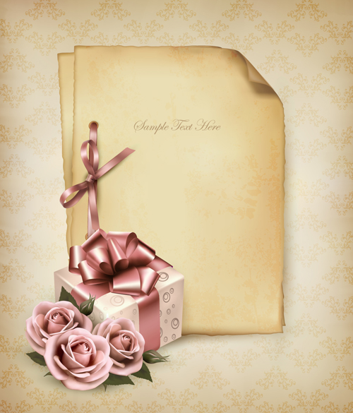 Roses and Vintage background vector 07 vintage roses rose background vector background   