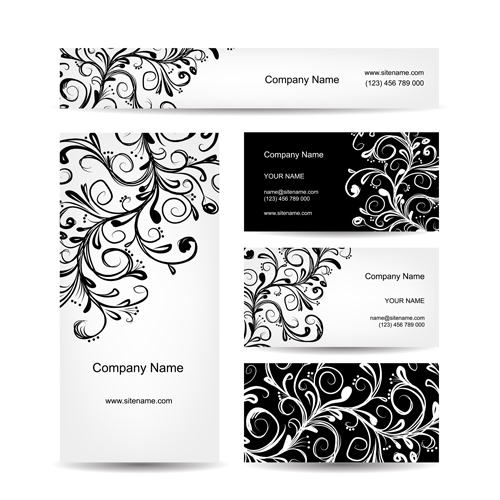 Floral style business cards kit vector 03 kit floral business cards business card business   