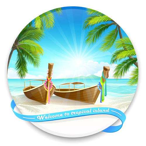 Tropical islands holiday background design vector 05 tropical islands background design background   