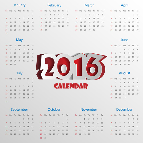 2016 calender with paper cut vector material paper material cut calender 2016   