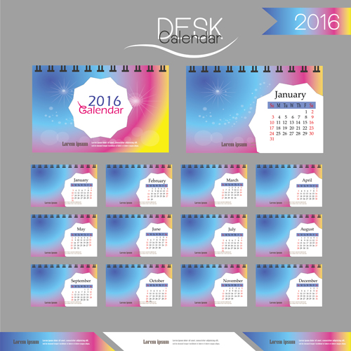 2016 New year desk calendar vector material 16 year new material desk calendar 2016   