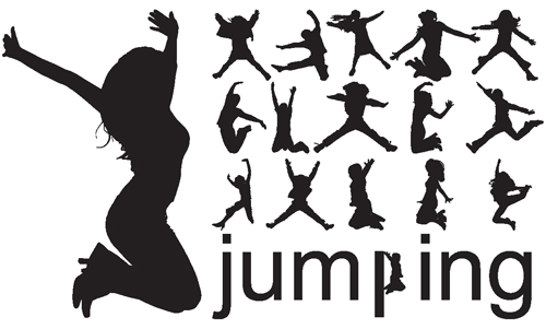 Jumping People Silhouettes vector 01 silhouettes silhouette people jumping   