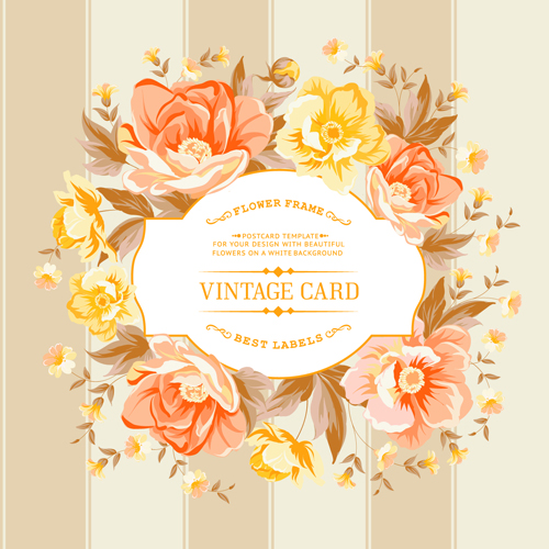 Retro rose with vintage card vector vintage Retro font card vector card   