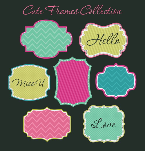 Cute sweet frames set vector graphics 01 sweet frames frame design   