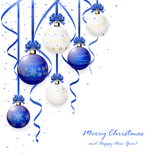 Blue and white Christmas balls beautiful vector 02 christmas Bluewhite beautiful balls   