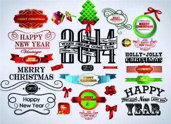 2014 Christmas labels and decoration creative vector 01 labels label decoration creative christmas 2014   