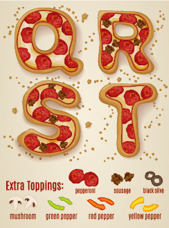Exquisite pizza alphabet design vector 05 pizza exquisite alphabet   