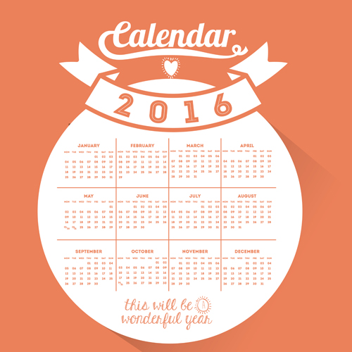 Simple wall calendar 2016 design vectors set 20 wall simple design calendar 2016   
