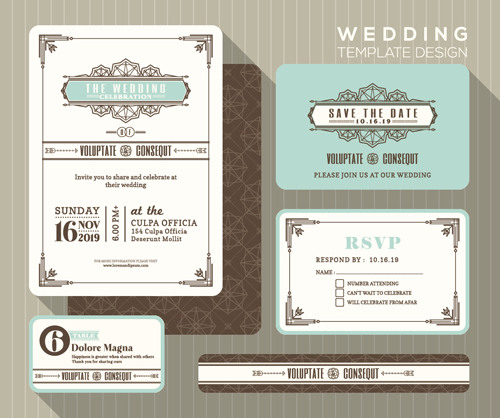 Wedding Invitation vintage cards vector wedding vintage template restaurant menu invitation   