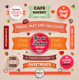 Various Food Label vector set 03 Various labels label food label food   