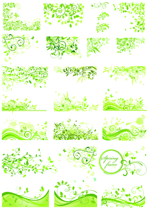 Floral green ornaments vector set 05 ornaments ornament green floral   