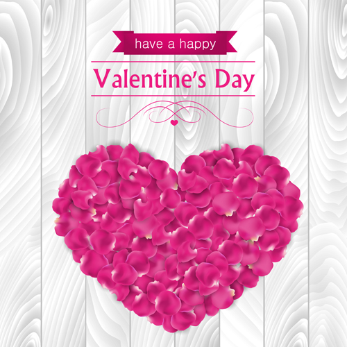 Valentines day elements with wooden background vector 03 wooden valentines elements day background   