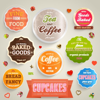 Various Food Label vector set 04 Various labels label food label food   