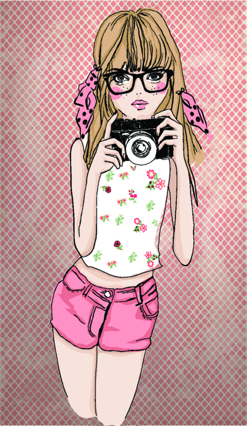 Fashion Girl with camera vector 03 girl fashion camera   