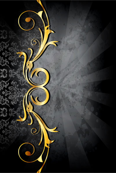 Glossy golden floral ornaments vector background 19 ornaments golden glossy background   