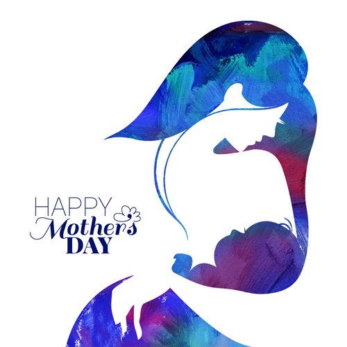 Set of happy mother's day art background vector 02 Mother's day mother happy background   