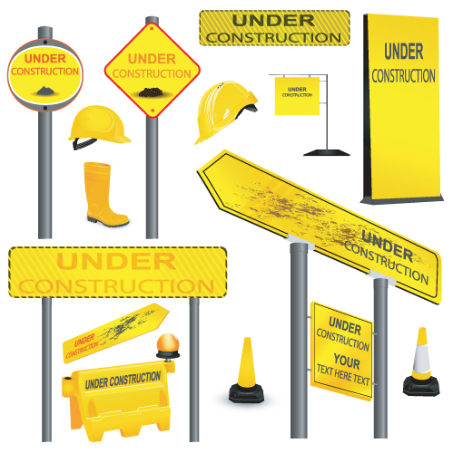Construction of Signs and markers design vector 02 signs markers construction   