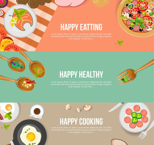 Healthy food banners vector Healthy food banners   