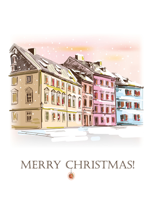 Winter houses christmas vector background 02 winter houses house christmas background   