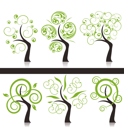 Abstract tree design vector set 01 tree abstract   