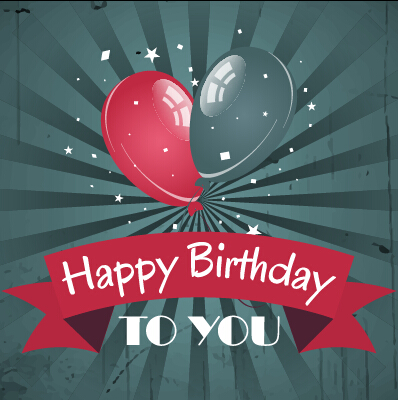 Happy Birthday vintage card with balloons vector vintage happy birthday design birthday balloons   