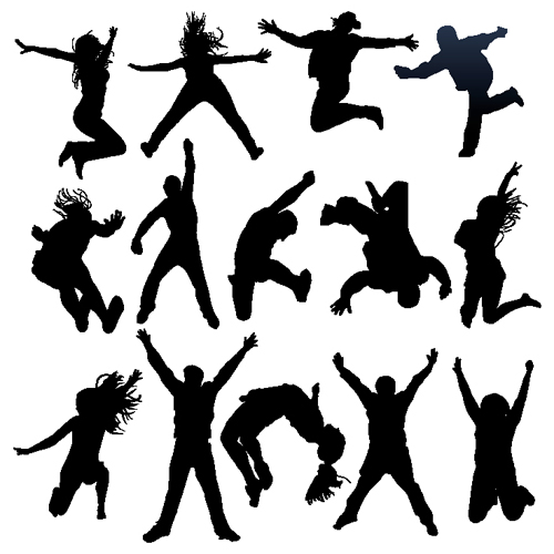 Jumping People Silhouettes vector 03 silhouettes silhouette people jumping   