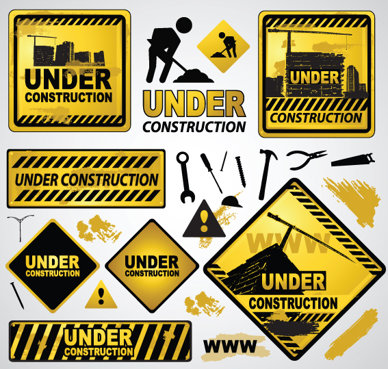 Construction of Signs and markers design vector 03 signs markers construction   