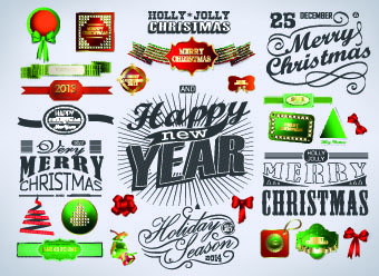 2014 Christmas labels and decoration creative vector 02 labels label decoration decor christmas 2014   