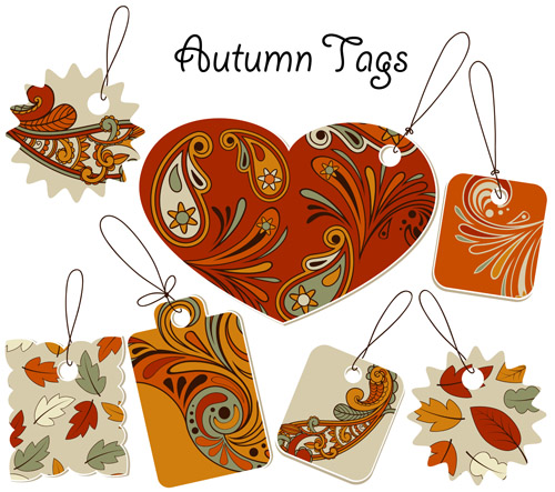 Autumn floral tags design vector tags floral autumn   