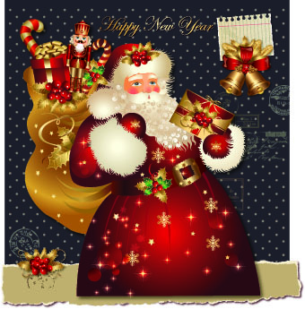 Santa golden glow christmas cards vector 02 santa golden glow christmas cards card   