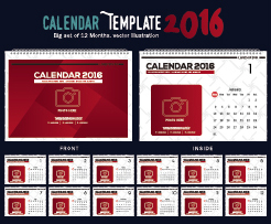 2016 New year desk calendar vector material 04 year new material desk calendar 2016   