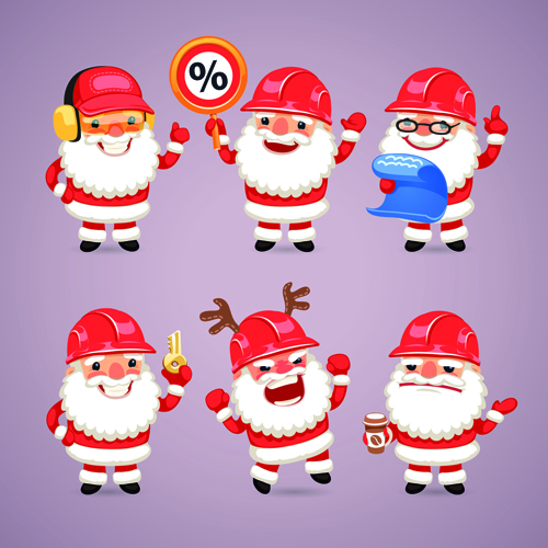 Cute santa material vector set 04 santa material cute   