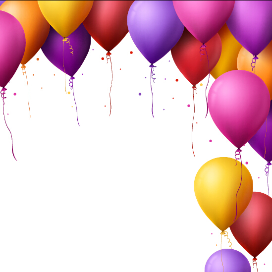 Birthday colorful balloons with white background vector 01 white colorful birthday balloons background   