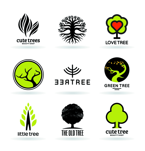 Vector trees logos creative design set 04 trees tree logos logo creative   