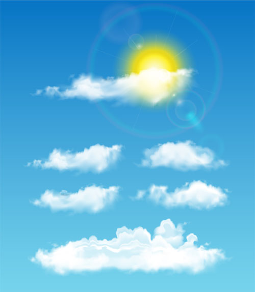 Realistic white cloud illustration vector 01 white realistic illustration cloud   