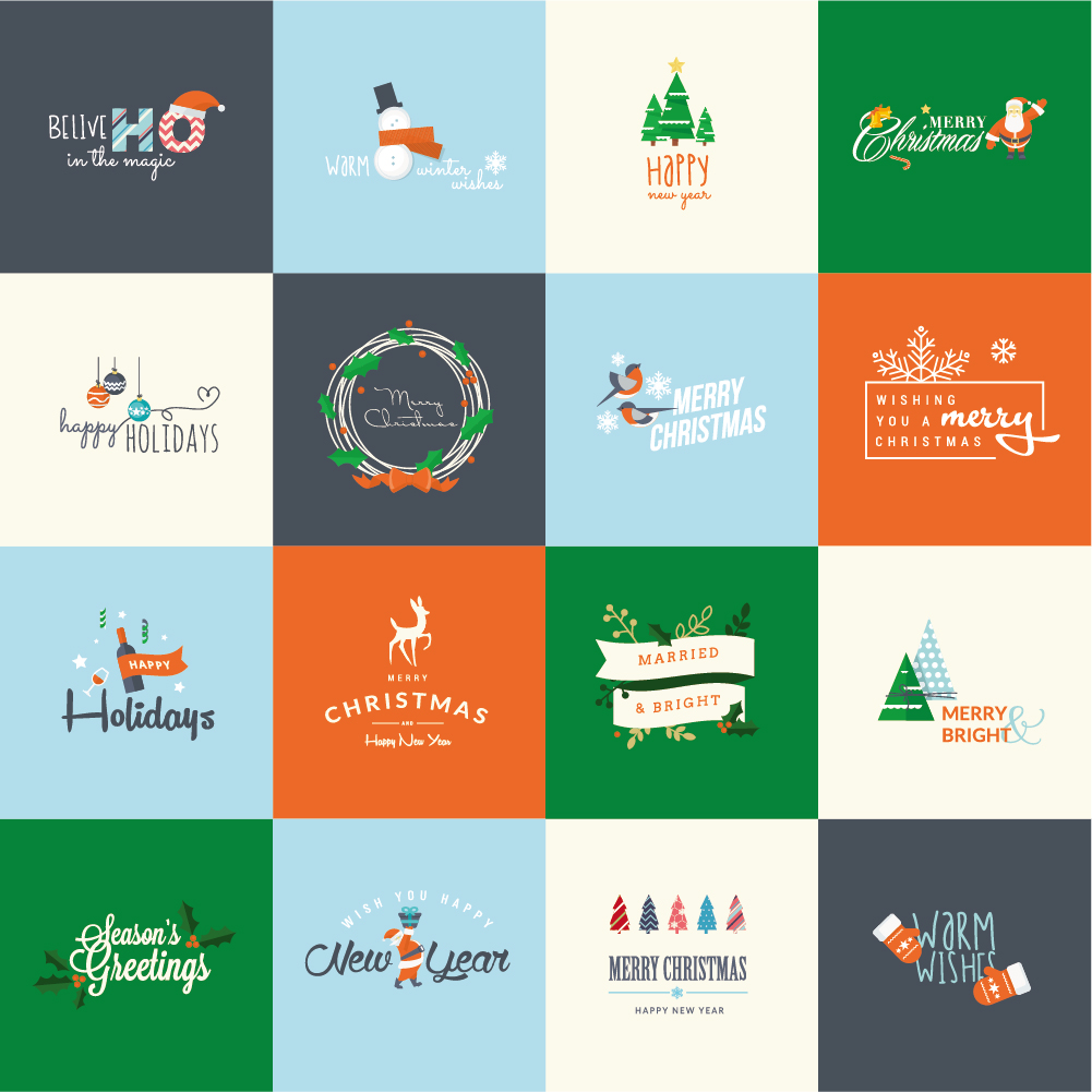 Merry christmas with holiday logos vintage design vector vintage merry christmas logos holiday christmas   