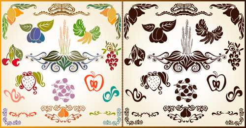 Various Plant Decoration pattern vector 01 Various plant decoration   