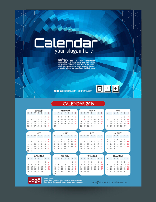 Technology background with 2016 calendar vector 05 technology calendar background 2016   