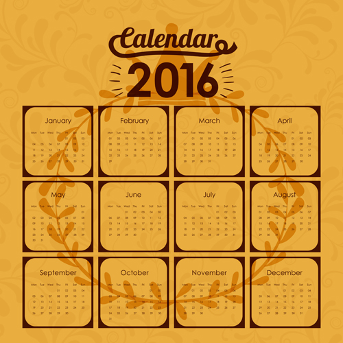 Simple wall calendar 2016 design vectors set 17 wall simple design calendar 2016   