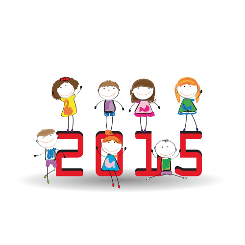 2015 New year and child design vector 03 new year child 2015   