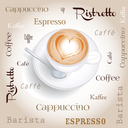 Coffee heart with wordart creative vector 01 WordArt heart creative coffee   