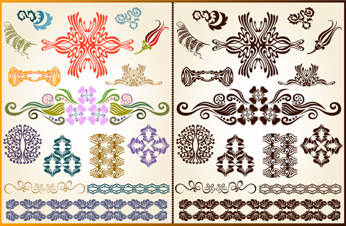 Various Plant Decoration pattern vector 04 Various plant pattern vector pattern decoration   