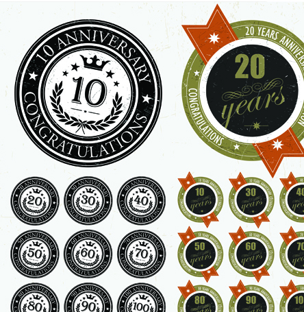 Elements of Anniversary numbers labels vector 03 numbers labels label elements element anniversary   