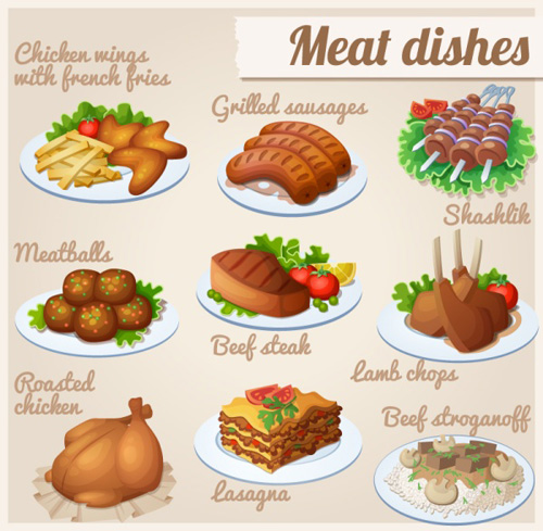 Meat dishes vector material Meat material dishes   