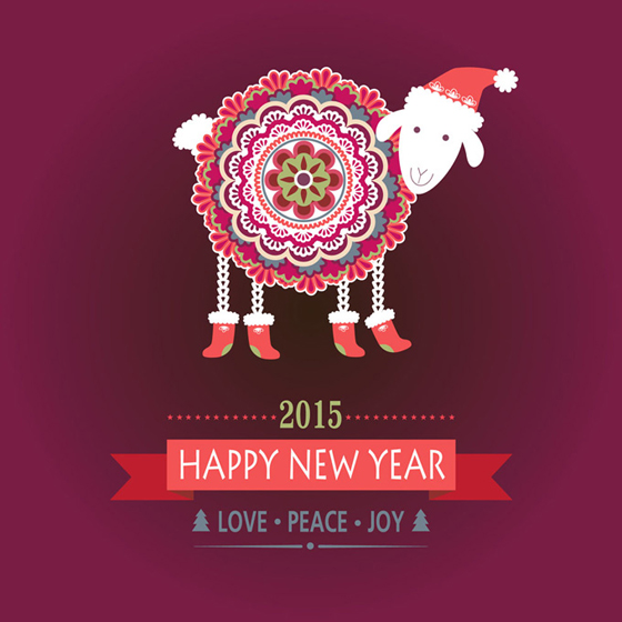Floral sheep 2015 new year background vector sheep new year floral background 2015   