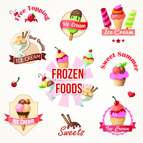 Cute Ice cream logos and labels vector 01 logos logo labels label ice cream ice cream   
