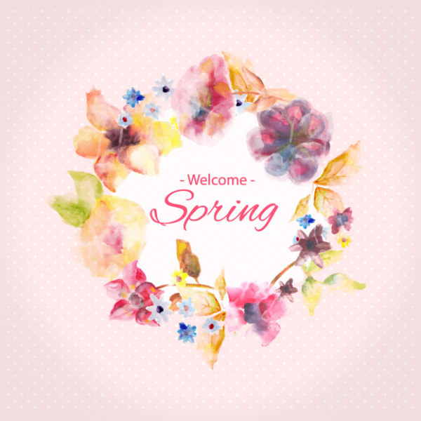 Blurs flower frame with spring background vector spring frame flower design blurs   