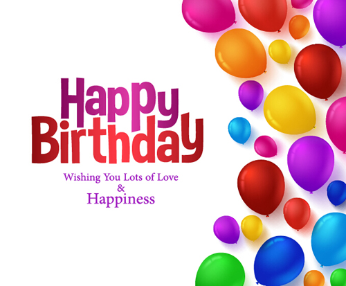 Birthday colorful balloons with white background vector 13 white colorful birthday balloons background   