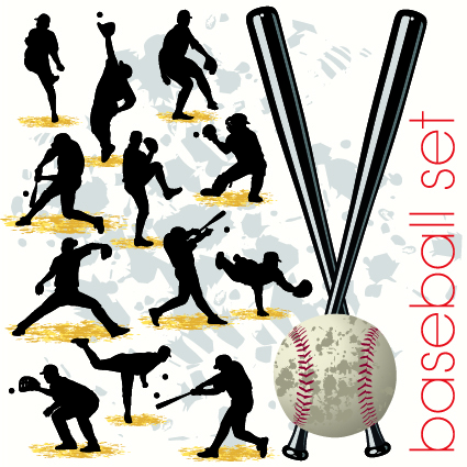 Baseball silhouettes vector set silhouettes silhouette shopping Major League history Fan Pages baseball   